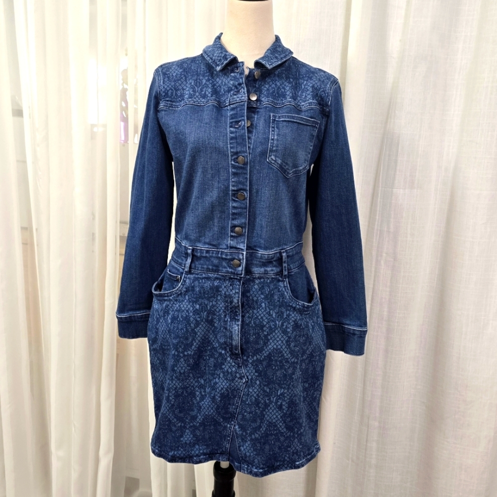 Venus Denim Long Sleeve Mini Dress Womens Size 12 Western Cowgirl